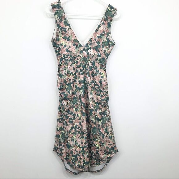 Prana Pearl Isla Green Pink Fitted Stretch Athleisure Dress in White Garden - Picture 9 of 13